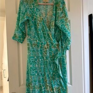 Source Unknown Green and Blue Patterned Dress